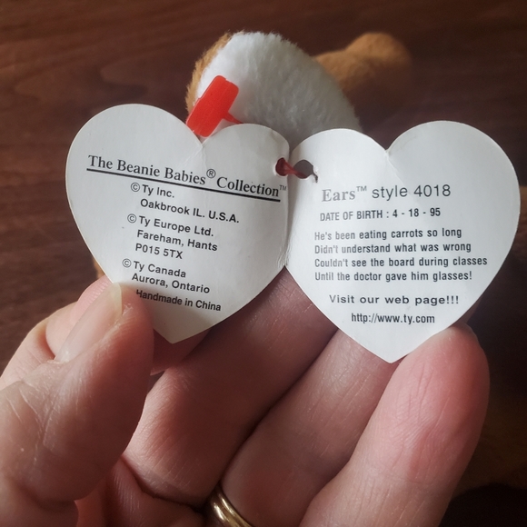 ✨️HOST PICK✨ Ears the Bunny 1995 Retired Collectable Ty Beanie Baby - Picture 8 of 10